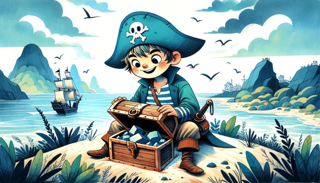 pirate digging up a treasure